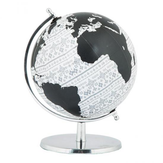 Vitale Siyah Beyaz Dekoratif Dünya Küre 22x27 cm MA.HW0019