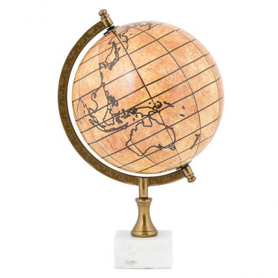 Vitale Mermer Ayaklı Dekoratif Dünya Küre 20x42 cm